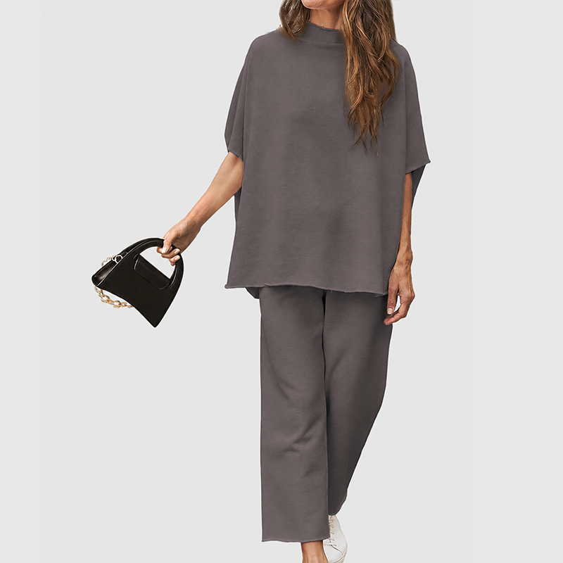 Women's Two Piece Batwing Sleeve Top Wide Leg Pants