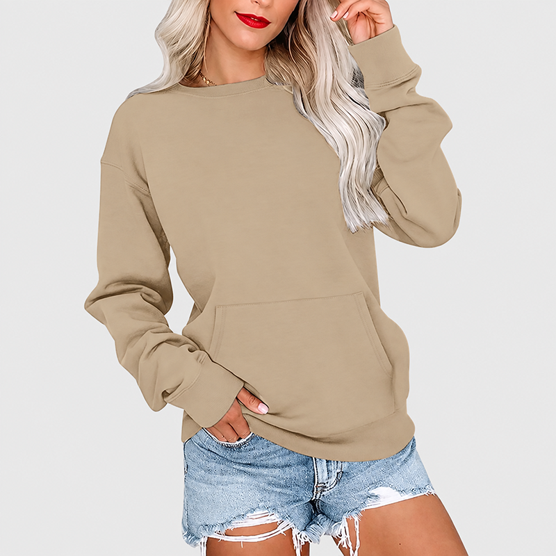 Women's Oversized Crewneck Sweatshirt with Kangaroo Pocket