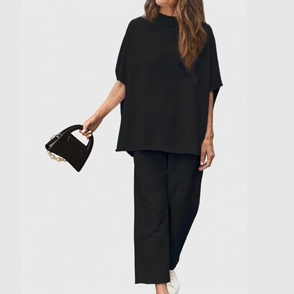 Women's Two Piece Batwing Sleeve Top Wide Leg Pants