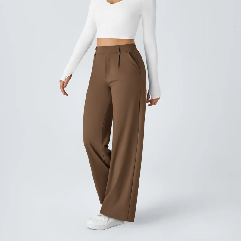 High-Waist Straight-Leg Work Pants Set
