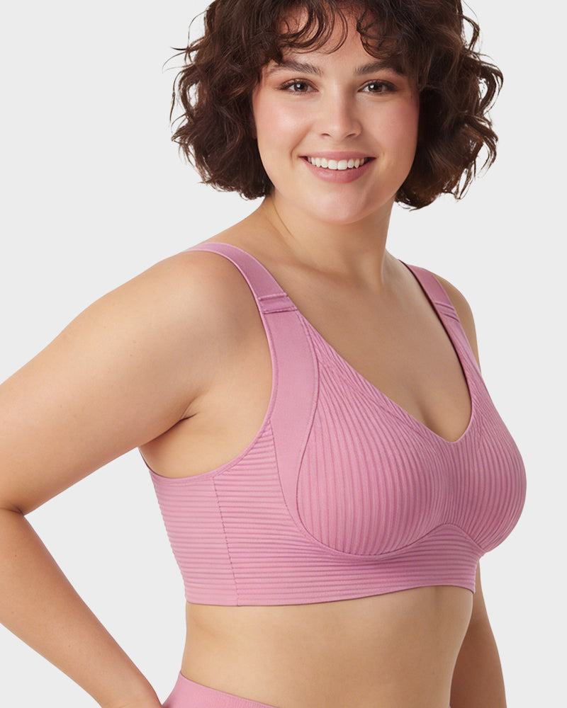 ️Women's Ribbed Push Up Adjustable Wireless Bra