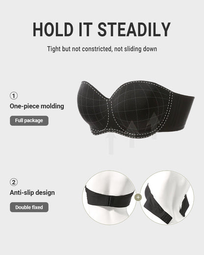 Full Support Non-Slip Convertible Bandeau Bra