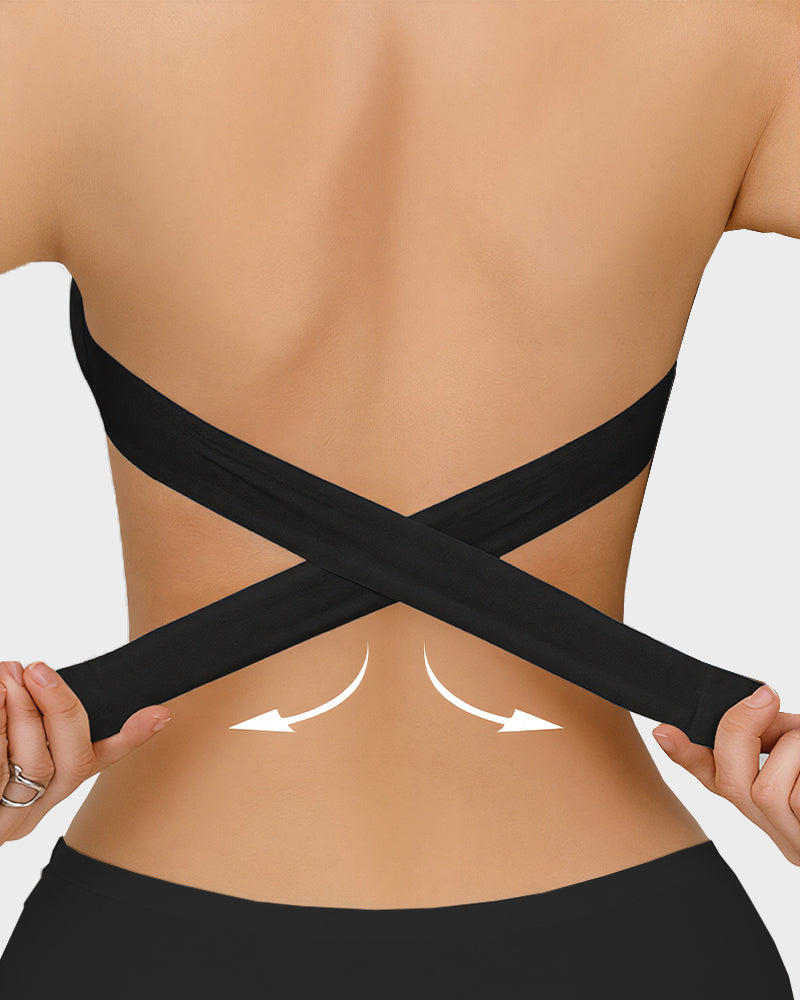Non-Slip Crossover Side Hook Bandeau Bra
