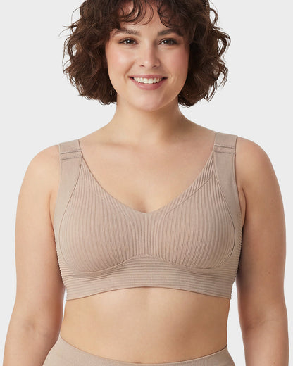 ️Women's Ribbed Push Up Adjustable Wireless Bra