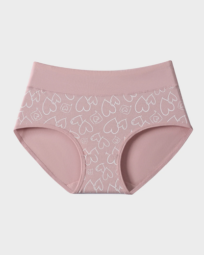 Soft Cotton Heart Print High-Waist Panties (6 Pack)
