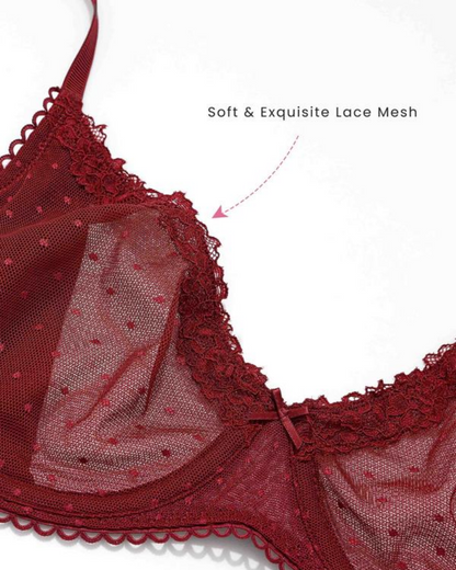 See-Through Lace Balconette Bra
