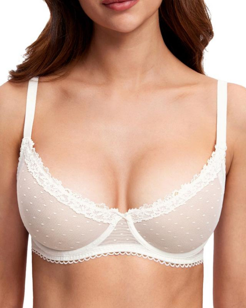 See-Through Lace Balconette Bra