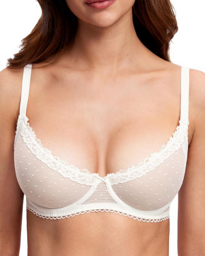 See-Through Lace Balconette Bra