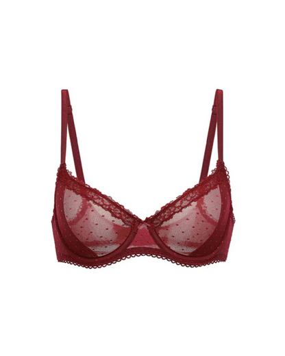 See-Through Lace Balconette Bra