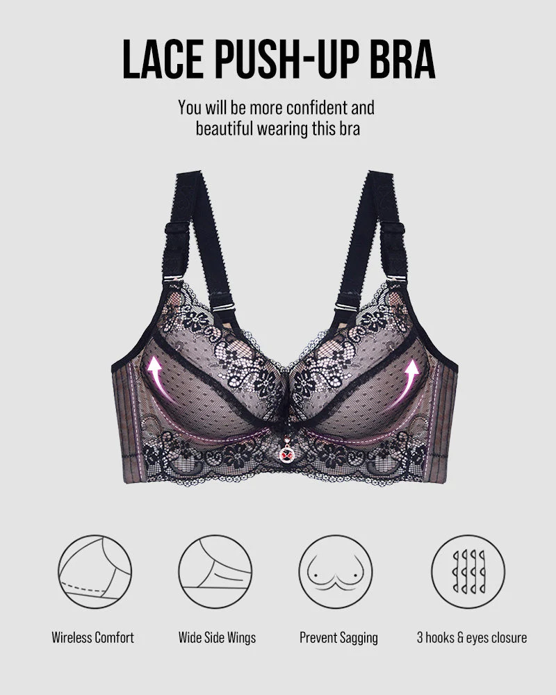 Lace Underwire Padded Push Up Bra