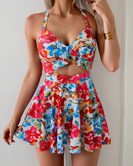 High Waist Cutout One Piece  Tummy Control Swimdress