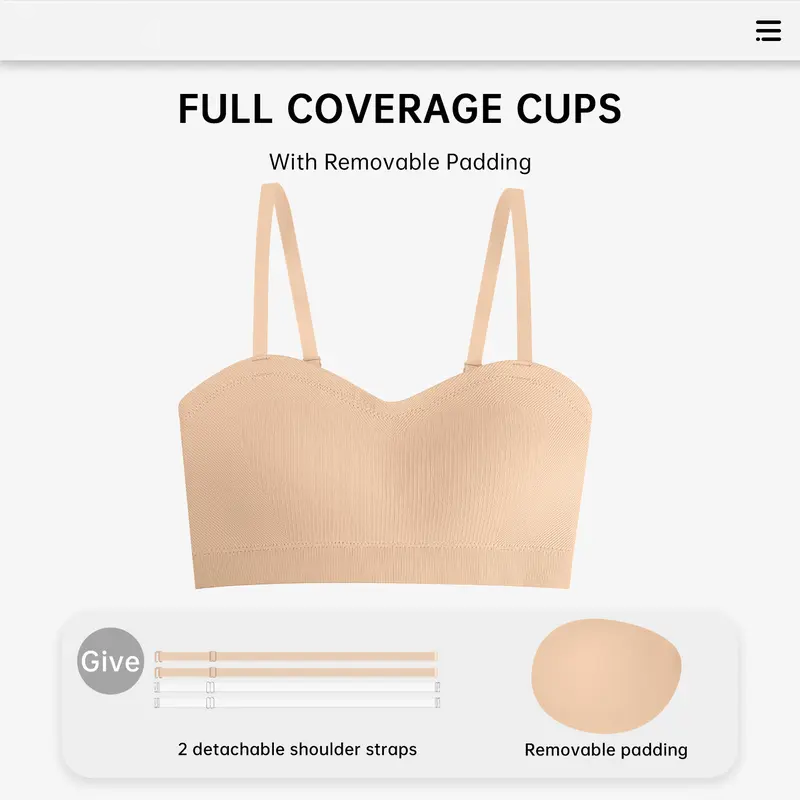 Non-Slip Bandeau Seamless Wireless Strapless Bra