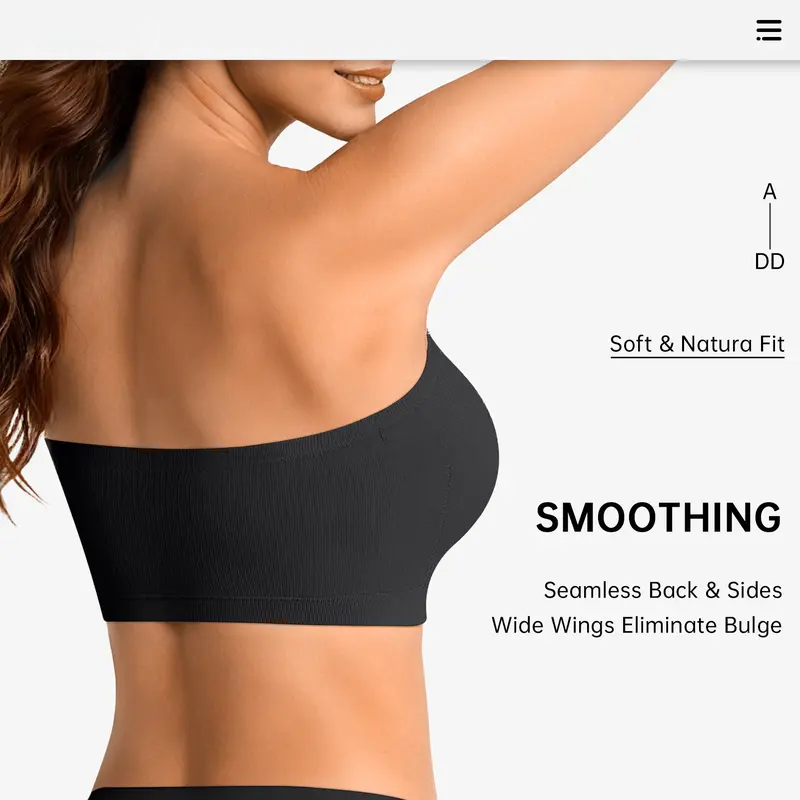 Non-Slip Bandeau Seamless Wireless Strapless Bra