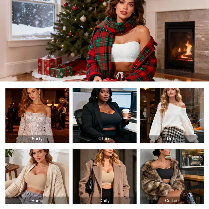 Non-Slip Bandeau Seamless Wireless Strapless Bra