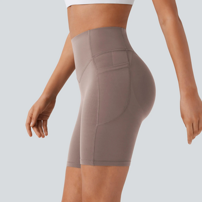 High-Waisted Tummy Control Athletic Shorts with Side Pockets