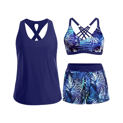 Women's Sporty Tankini Set with Shorts Pockets Athletic Bathing Suit 2026 Modest