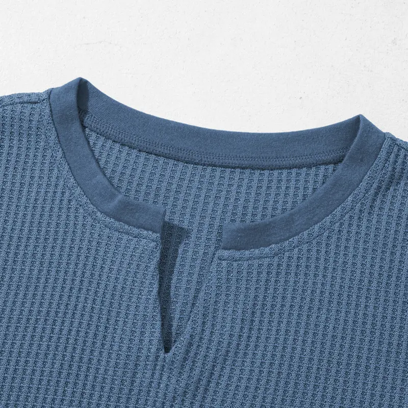 Women's Casual V Neck Waffle Knit Tops Short Sleeve T Shirts
