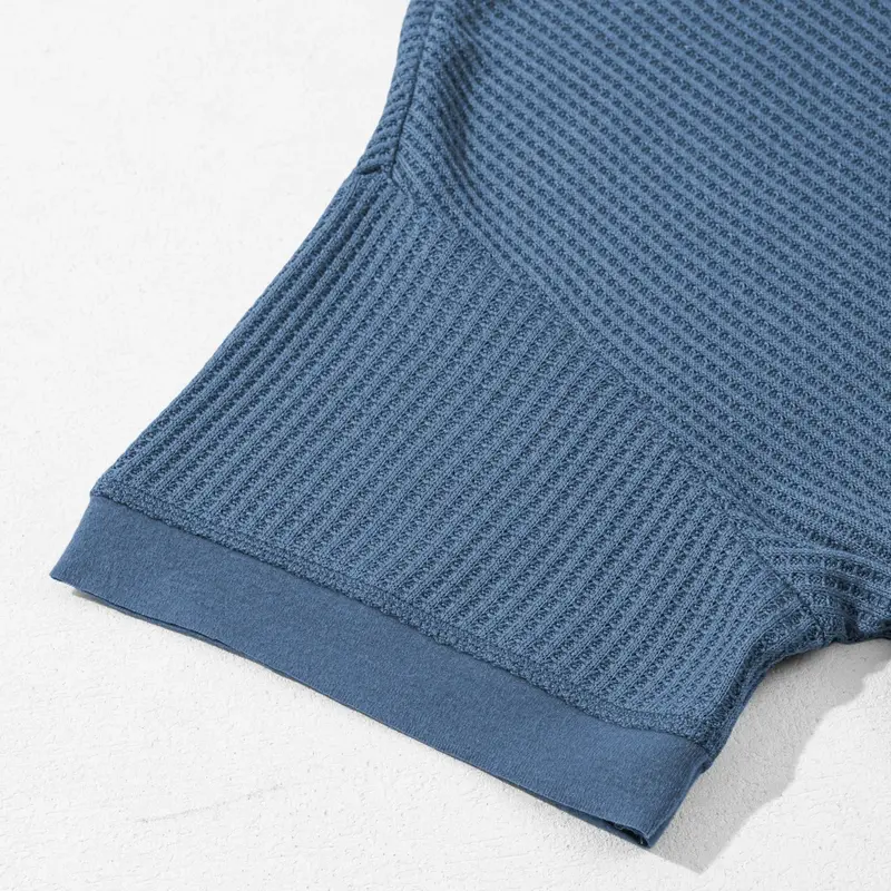 Women's Casual V Neck Waffle Knit Tops Short Sleeve T Shirts