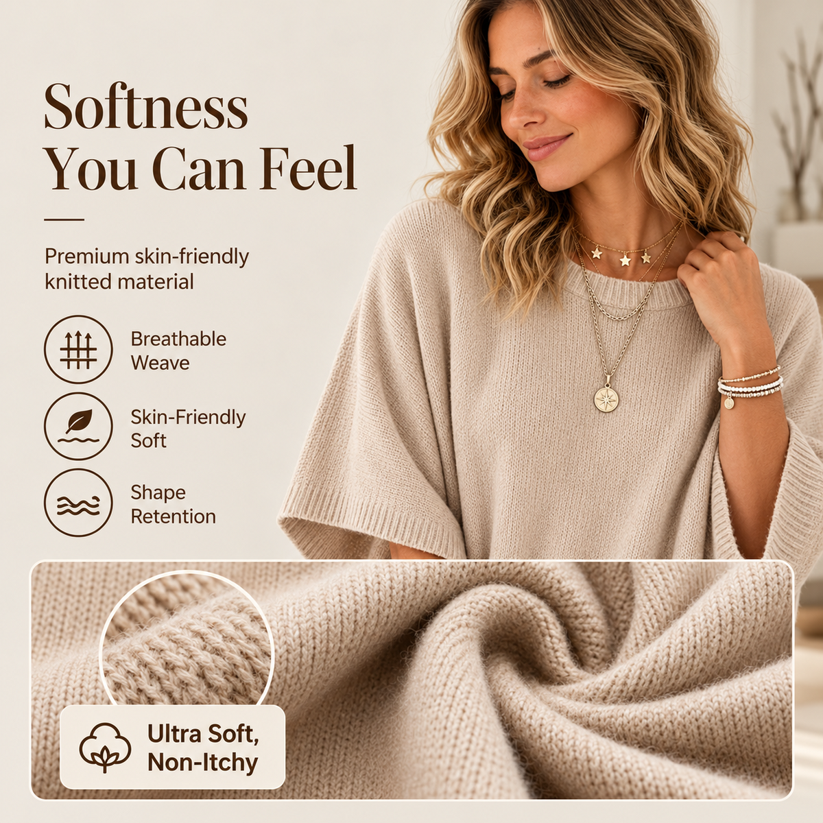 Women's Loose Solid Color Casual Knit Sweater