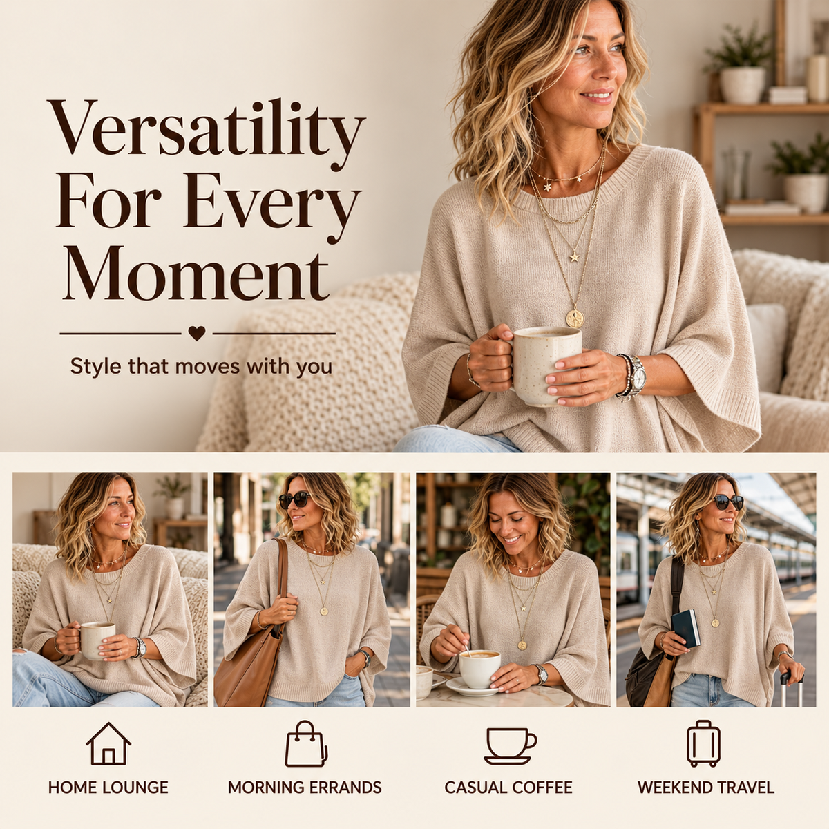 Women's Loose Solid Color Casual Knit Sweater