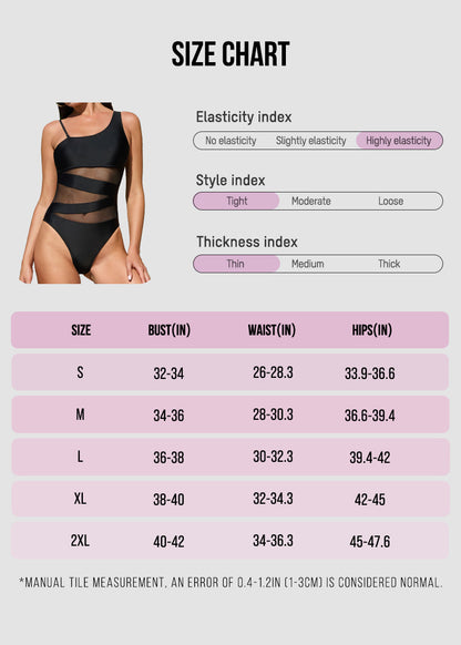 Mesh One Shoulder Slimming One Piece Swimsuit