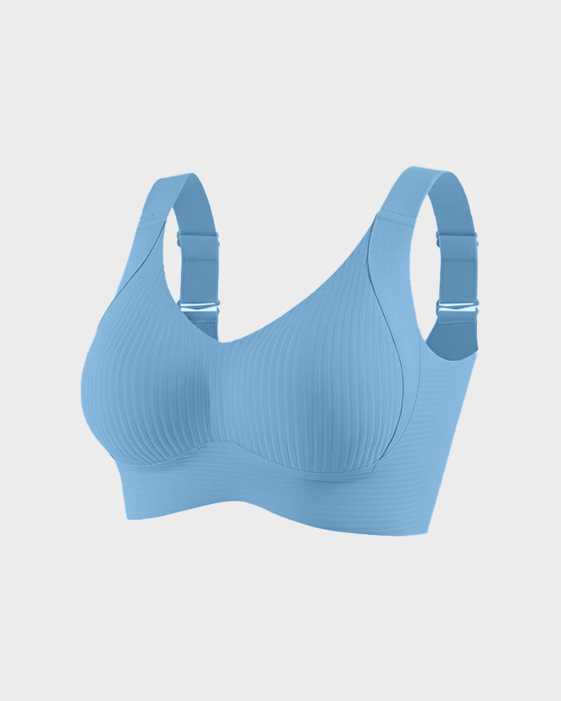 ️Women's Ribbed Push Up Adjustable Wireless Bra