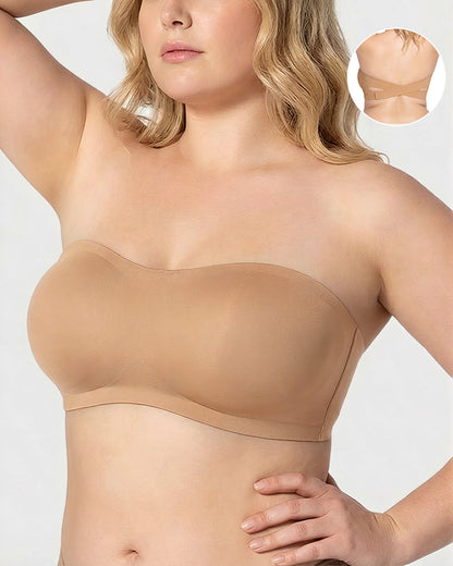 Non-Slip Crossover Side Hook Bandeau Bra