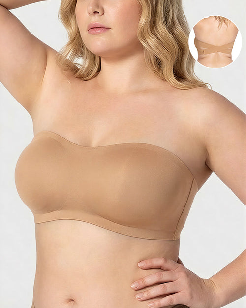 Non-Slip Crossover Side Hook Bandeau Bra