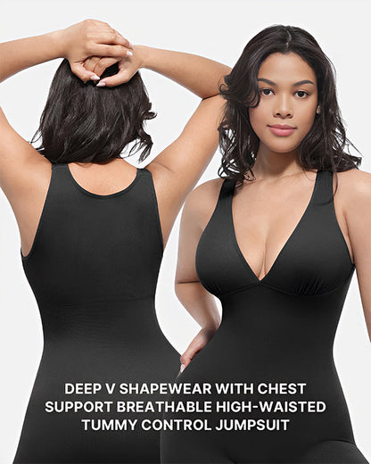 Deep V Tummy Control Sculpting Jumpsuit