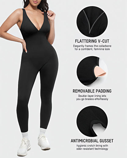Deep V Tummy Control Sculpting Jumpsuit