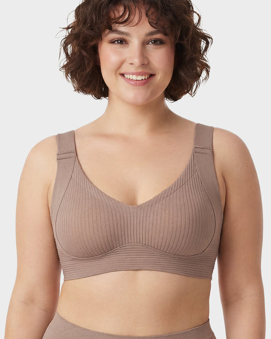 ️Women's Ribbed Push Up Adjustable Wireless Bra