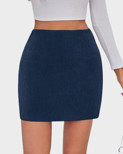2-in-1 High Waisted Corduroy A-Line Skirt