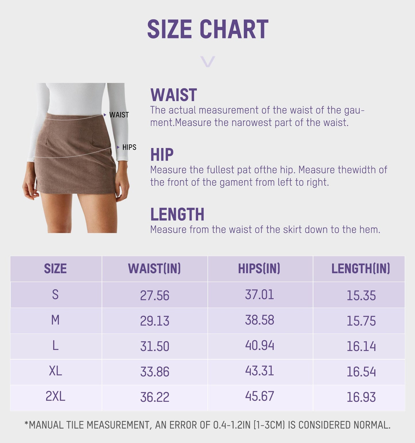 2-in-1 High Waisted Corduroy A-Line Skirt