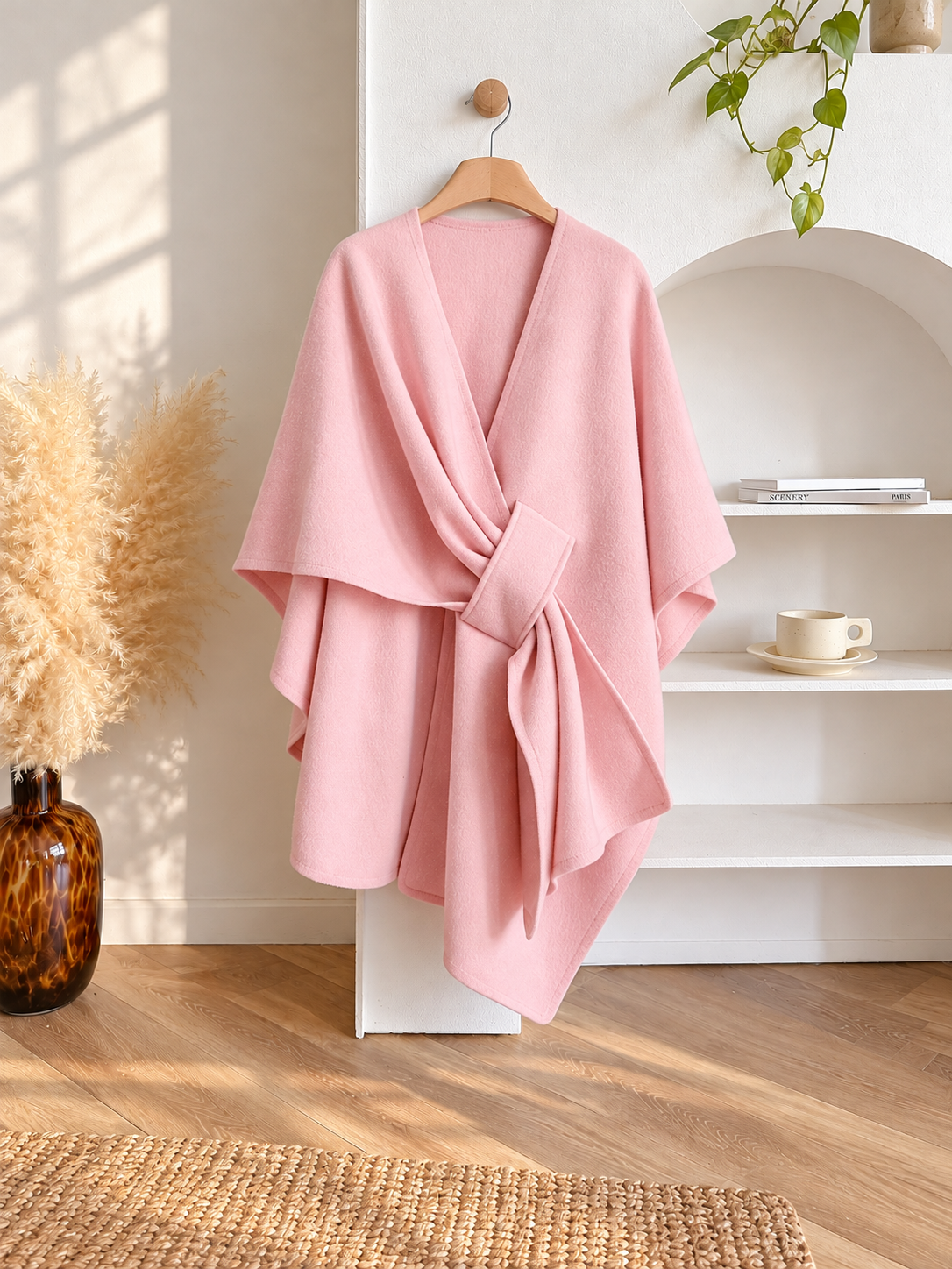 Women's Elegant Wrap Shawl with Belt