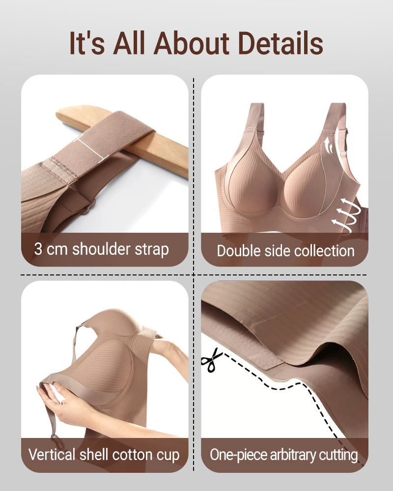 ️Women's Ribbed Push Up Adjustable Wireless Bra