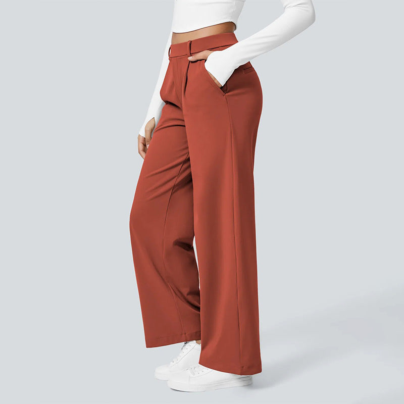 High-Waist Straight-Leg Work Pants Set