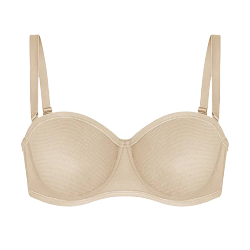 Strapless Mesh Underwire Balconette Bra
