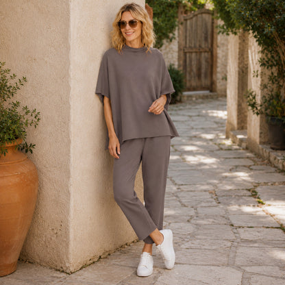 Women's Two Piece Batwing Sleeve Top Wide Leg Pants