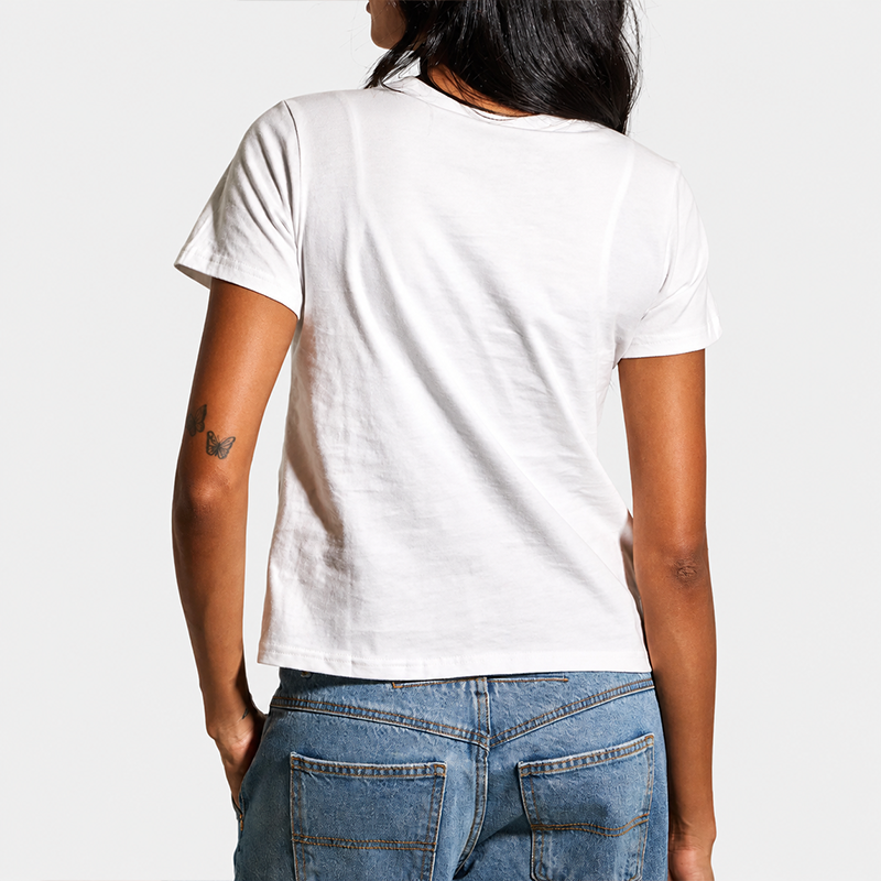 Womens Cotton Tee Boxy Crew Neck with Built in Bra