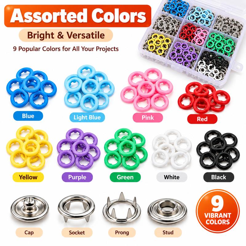 🧵 100Pcs Invisible Colored Metal Buckle & Manual Pressure Pliers | Quick Clothing Repair & DIY