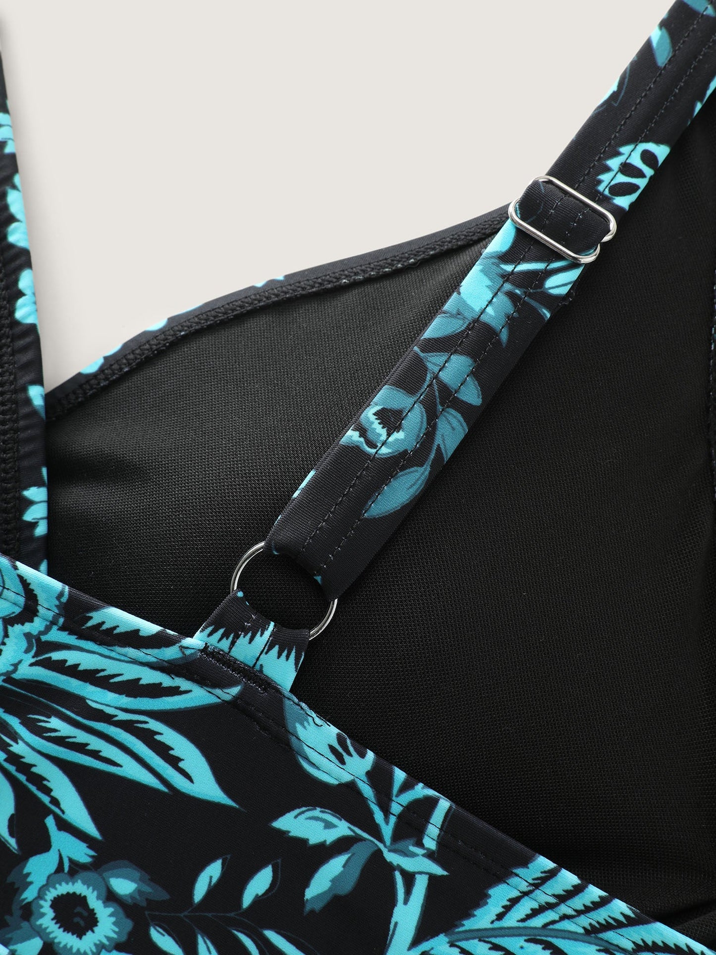 Two-Piece Floral Print Ruched Mesh Swimsuit, Sarong