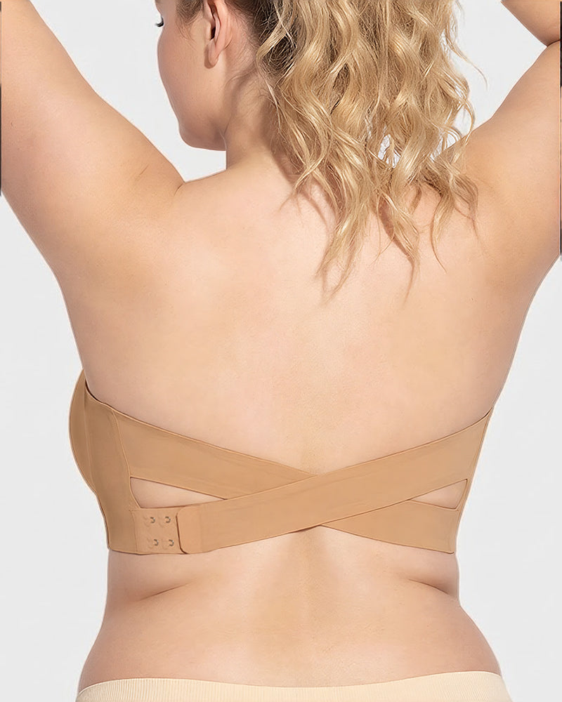 Non-Slip Crossover Side Hook Bandeau Bra