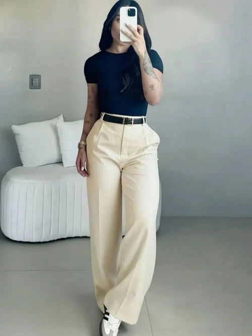 Women's High-Waisted Loose Casual Business Pants