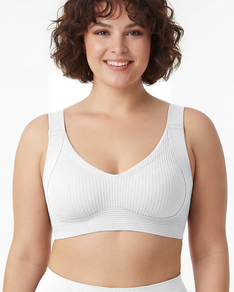 ️Women's Ribbed Push Up Adjustable Wireless Bra