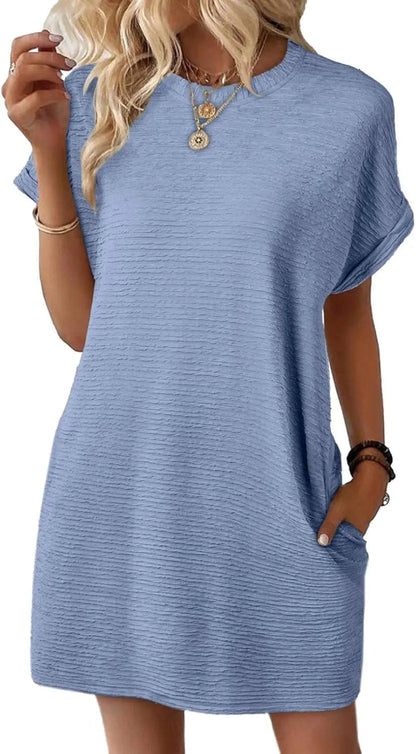 Women's Lightweight Summer Short Sleeve Dress with Pockets