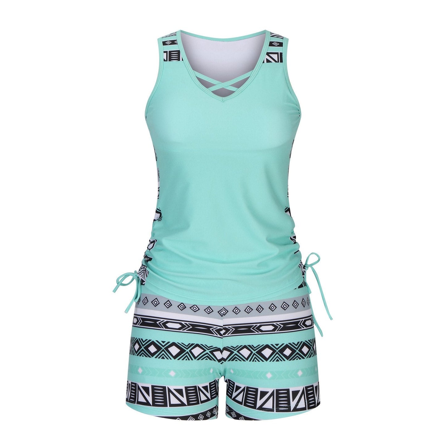 ⏰LAST DAY 50% OFF - Miraclesuit Women's Tummy Control Tankini Set with Built-In Bra – Flattering Boho Swimwear with Shorts