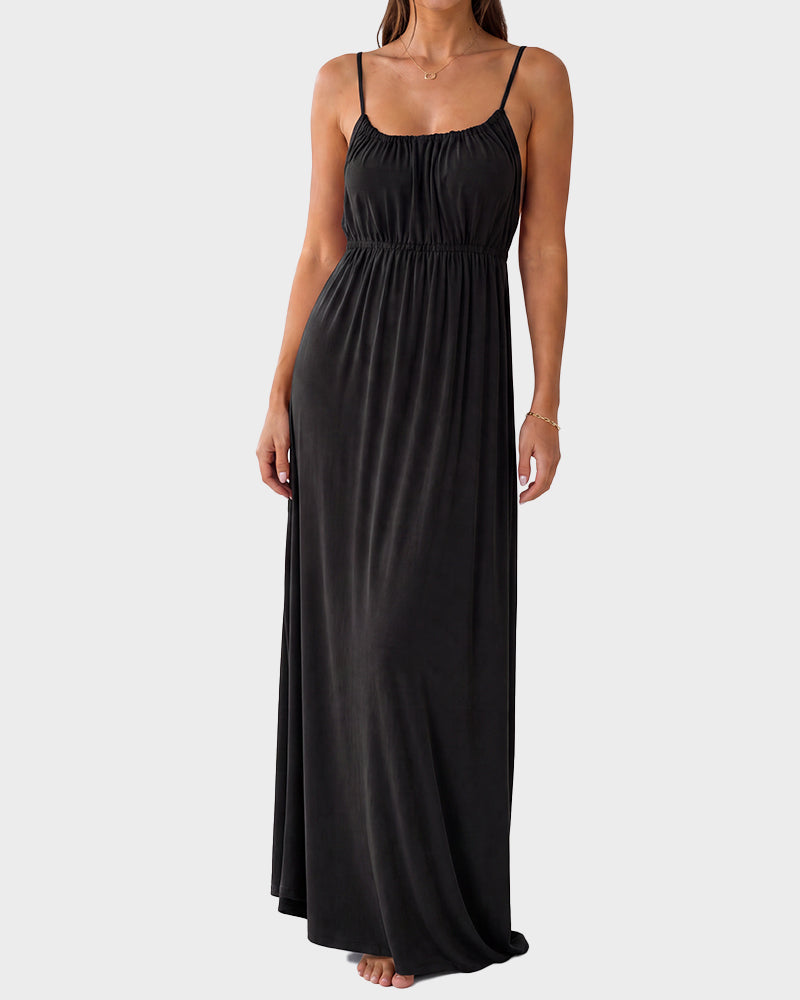 Backless Drawstring Maxi Cami Dress