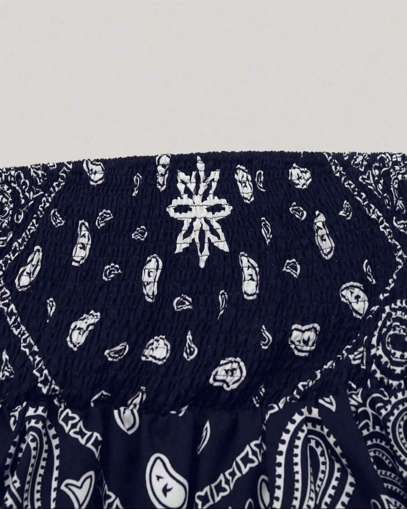 Boho Ethnic Print Tube Top Asym Hem