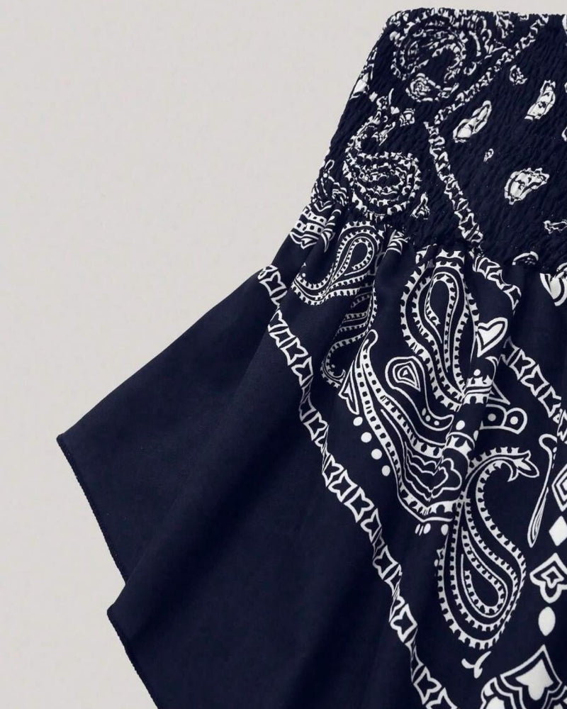 Boho Ethnic Print Tube Top Asym Hem