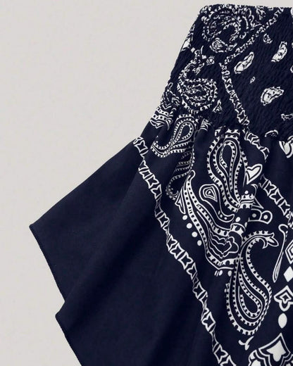 Boho Ethnic Print Tube Top Asym Hem